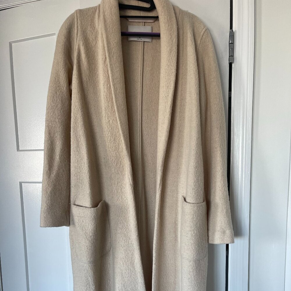 ARITIZIA BABATON MERINO WOOL COLLARED OPEN FRONT LONG JACKET